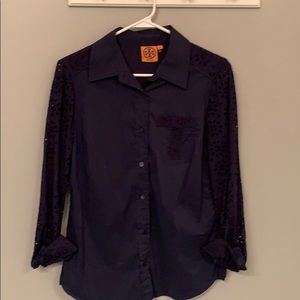 Tory Burch cotton eyelet back blouse